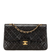 シャネル マトラッセ ココマーク Wフラップ チェーン ショルダーバッグ ハンドバッグ ブラック ラムスキン レディース CHANEL 【中古】
